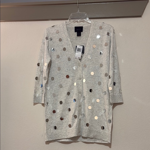 Magaschoni Gray Mirrored Beaded 3/4 Sleeve Cardigan SZ S NWT - Picture 1 of 3